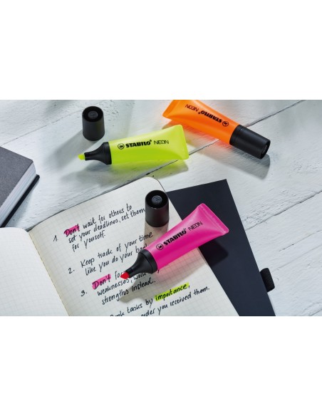  C/10 marcadores fluorescentes stabilo neon magenta 