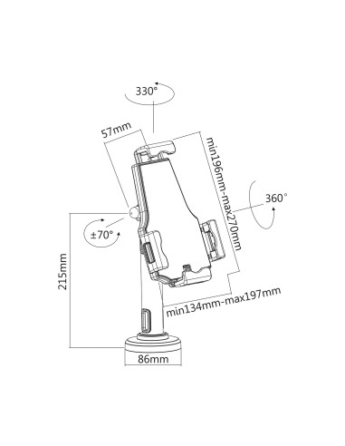 Soporte Antirobo de Sobremesa / Pared Ajustable (1 Pivote) para Tablet, Negro