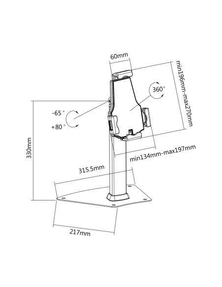 Soporte Antirobo de Sobremesa Ajustable (1 Pivote) para Tablet, Negro