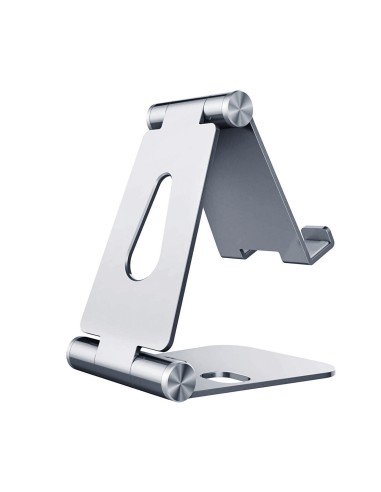 Soporte De Sobremesa Tamaño M Ajustable (2 Pivotes) Para Movil / Tablet, Plata