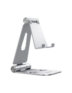 Soporte De Sobremesa Tamaño XL Ajustable (2 Pivotes) Para Movil / Tablet, Plata