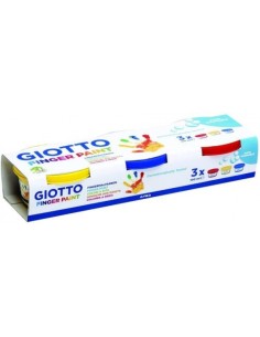 Estuche 3 botes pintura dedos 100ml giotto colores amarillo rojo y azul