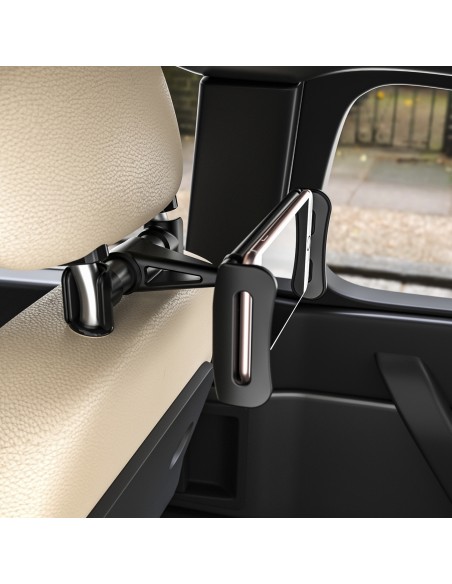 Soporte Coche Ajustable (1 Pivote) Para Reposacabezas Para Telefono / Tablet, Negro
