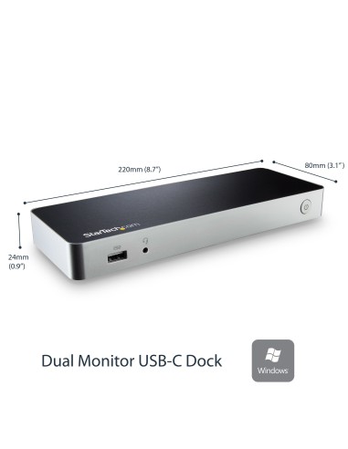 Docking Station USB C para 2 Monitores - PD de 60 W para Portátil Windows - Replicador de Puertos USB Tipo C a HDMI/DVI - USB 3