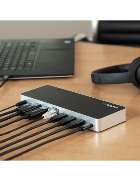 Docking Station USB C para 2 Monitores - PD de 60 W para Portátil Windows - Replicador de Puertos USB Tipo C a HDMI/DVI - USB 3