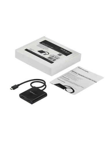 Adaptador USB a HDMI Doble - Hub MST USB Tipo C - Divisor Multiplicador HDMI Doble 4K 30Hz - HDR - con Cable Incorporado Extra 