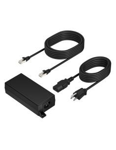 PoE++ 65W 2.5G Adapter with 3.66m CAT6A Cable and Power Cord Negro