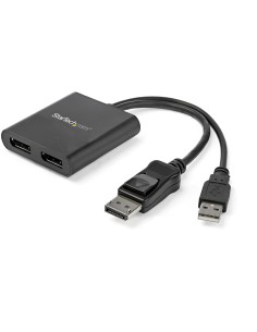 Hub MST de 2 Puertos DisplayPort 1.2 - Divisor Splitter DP de 2 Monitores - Adaptador DP a 2x DisplayPort 4K 30Hz - Alimentado 