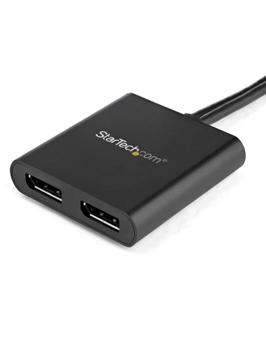 Hub MST de 2 Puertos DisplayPort 1.2 - Divisor Splitter DP de 2 Monitores - Adaptador DP a 2x DisplayPort 4K 30Hz - Alimentado 