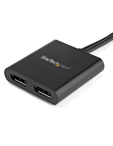 Hub MST de 2 Puertos DisplayPort 1.2 - Divisor Splitter DP de 2 Monitores - Adaptador DP a 2x DisplayPort 4K 30Hz - Alimentado 