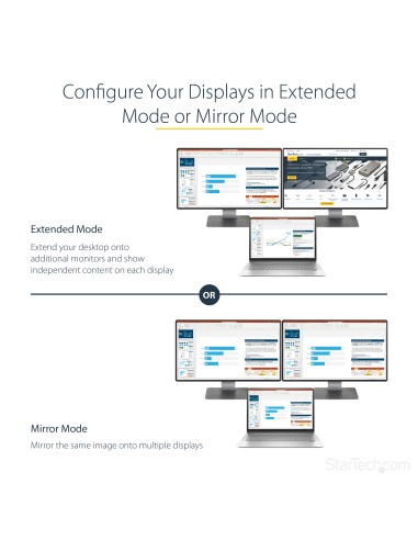 Hub MST de 2 Puertos DisplayPort 1.2 - Divisor Splitter DP de 2 Monitores - Adaptador DP a 2x DisplayPort 4K 30Hz - Alimentado 