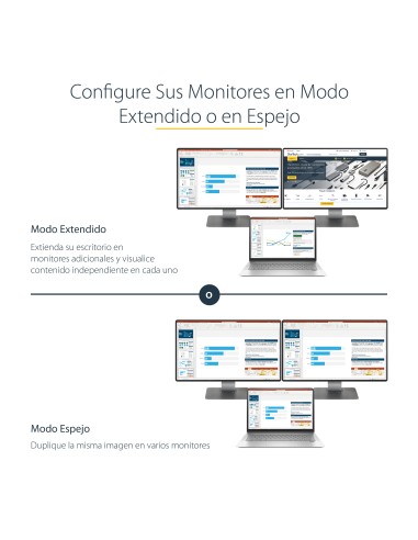 Hub MST de 2 Puertos DisplayPort 1.2 - Divisor Splitter DP de 2 Monitores - Adaptador DP a 2x DisplayPort 4K 30Hz - Alimentado 