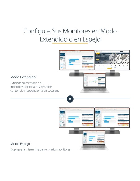 Hub MST de 2 Puertos DisplayPort 1.2 - Divisor Splitter DP de 2 Monitores - Adaptador DP a 2x DisplayPort 4K 30Hz - Alimentado 
