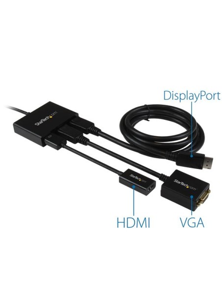 Hub MST de 3 Puertos DisplayPort 1.2 - Divisor Splitter DP de 3 Monitores - Adaptador DP a 2x DisplayPort 4K 30Hz 1x DisplayPor