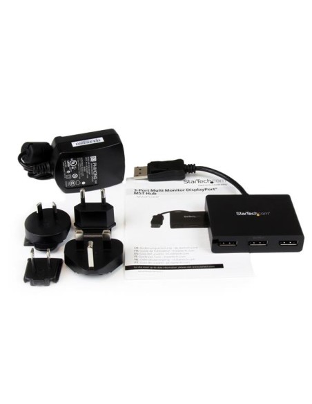 Hub MST de 3 Puertos DisplayPort 1.2 - Divisor Splitter DP de 3 Monitores - Adaptador DP a 2x DisplayPort 4K 30Hz 1x DisplayPor