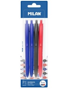 BLISTER 4 BOLIGRAFOS P1 TOUCH 2 AZUL NEGRO Y ROJO