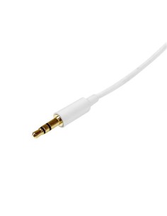 Cable 1m 1 metro Slim Delgado de Audio Estéreo Mini Jack Plug 3,5mm - Blanco - Macho a Macho 2