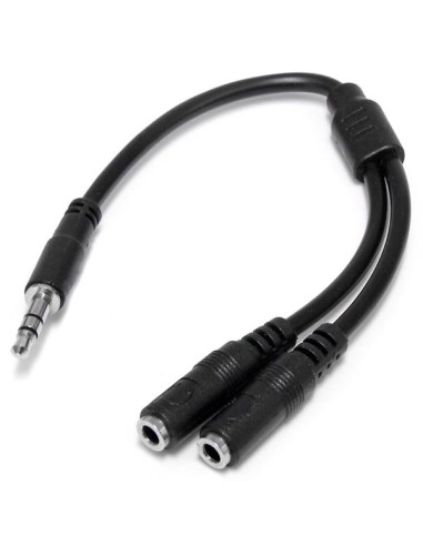Adaptador Divisor de Auriculares Mini-Jack 3,5mm 3 pines Macho a 2x Mini-Jack 3 pines Hembra