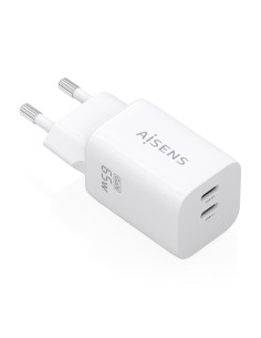Cargador GaN 65W, 2xUSB-C PD3.0 QC4.0, Blanco