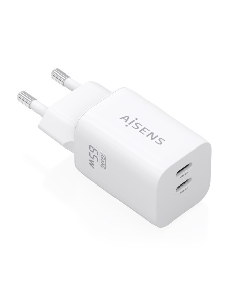 Cargador GaN 65W, 2xUSB-C PD3.0 QC4.0, Blanco
