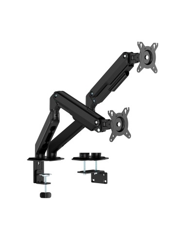Soporte de Mesa Eco Contrapeso Giratorio e Inclinable para Monitor/TV 9kg (3 Pivotes, 2 Brazos) de 17-32, Negro