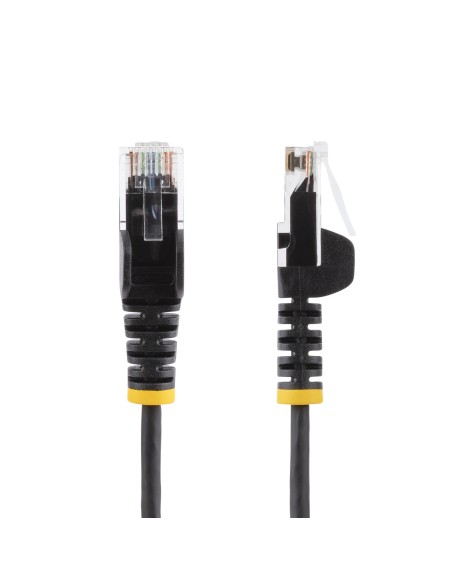 Cable Cat6 de 2m - Delgado - con Conectores RJ45 sin Enganches - Negro