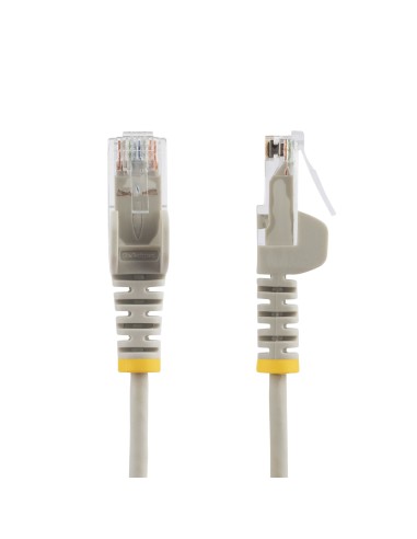 Cable Cat6 de 2m - Delgado - con Conectores RJ45 sin Enganches - Gris