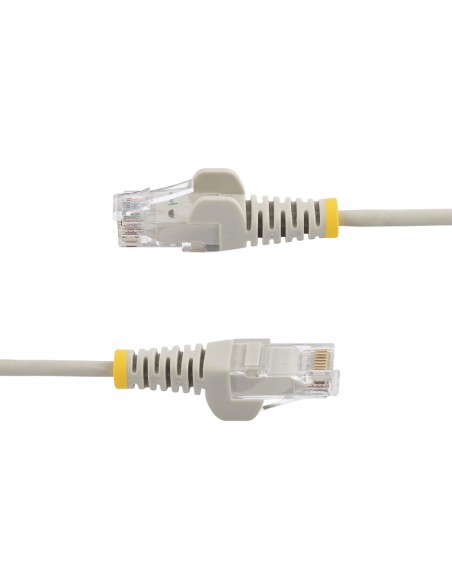 Cable Cat6 de 2m - Delgado - con Conectores RJ45 sin Enganches - Gris