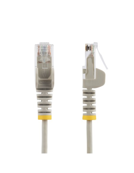 Cable Cat6 de 3m - Delgado - con Conectores RJ45 sin Enganches - Gris