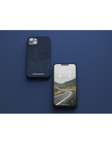 Salmon Leather Magsafe Case - iPhone 14 Plus - Blue