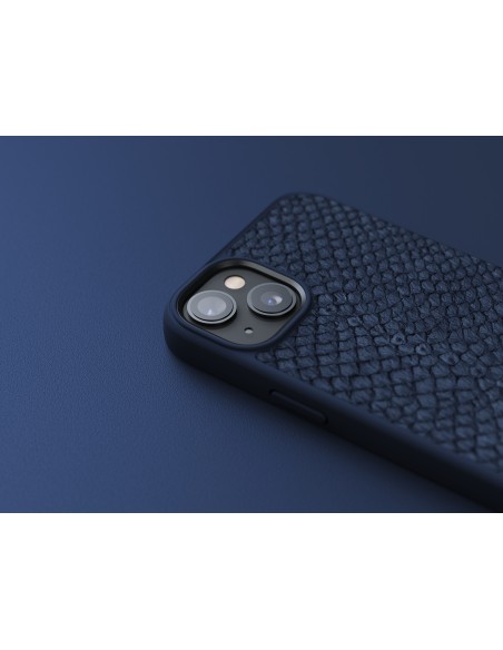 Salmon Leather Magsafe Case - iPhone 14 Plus - Blue