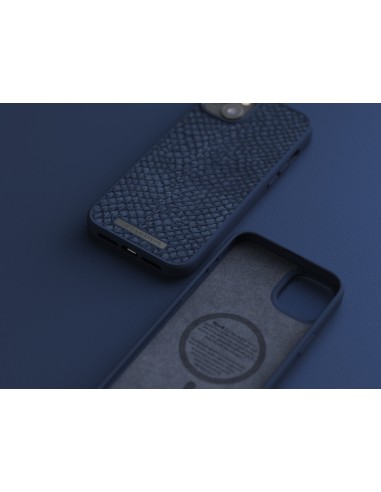 Salmon Leather Magsafe Case - iPhone 14 Plus - Blue