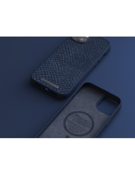 Salmon Leather Magsafe Case - iPhone 14 Plus - Blue