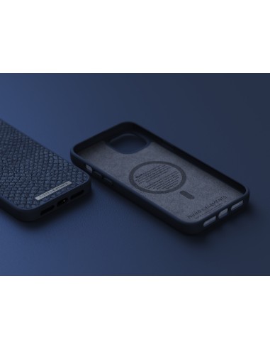 Salmon Leather Magsafe Case - iPhone 14 Plus - Blue