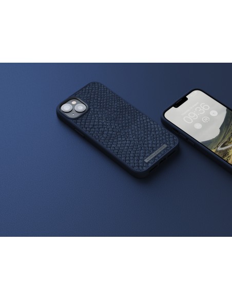 Salmon Leather Magsafe Case - iPhone 14 Plus - Blue