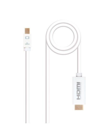 Cable conversor Mini DP a HDMI, Mini DP/M - HDMI/M, Blanco, 2.0 M