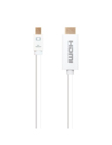 Cable conversor Mini DP a HDMI, Mini DP/M - HDMI/M, Blanco, 2.0 M