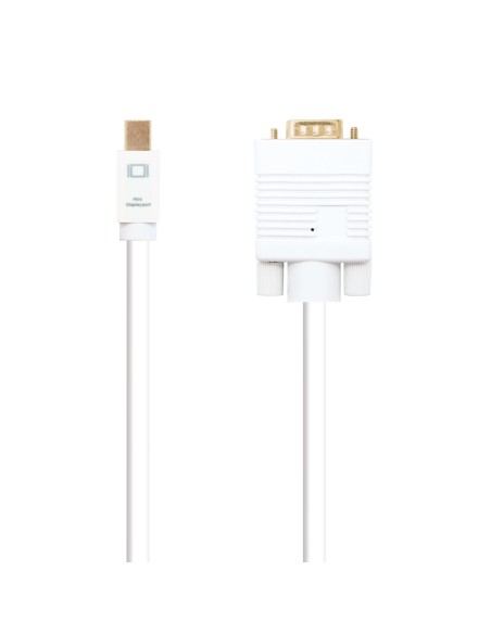 Cable conversor Mini DP a VGA, Mini DP/M - VGA/M, Blanco, 3.0 M