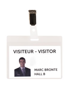 KIT 25 IDENTIFICADORES VISITA PVC TRANSPARENTE FLEXIBLE 82,5X103 MM - INCLUYE TARJETAS TARIFOLD 200500