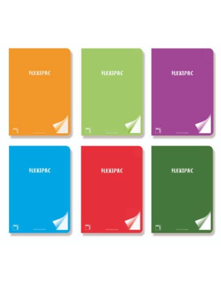 LIBRETA FLEXIPAC TAPA PLASTICO 90 GRS A-4 (210X297MM.) 48 HOJAS HORIZONTAL CON MARGEN SURTIDO PACSA 20058