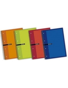 Paq 5 cuaderno espiral microperforado a5 140h 60g cuad5x5 multiasignatura colores surtidos