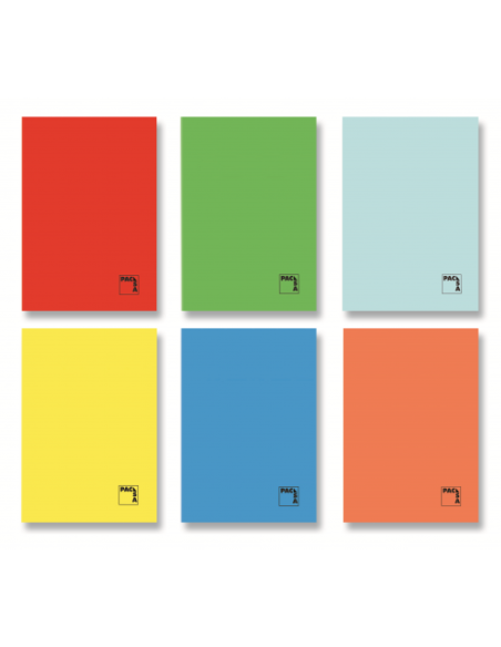 LIBRETA GOFRADA TAPA CARTULINA 70 GRS. A-4 48 HOJAS 5X5 CON MARGEN SURTIDO PACSA  - Pack de 10 Unidades - 20068.