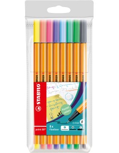 ESTUCHE 8 COLORES PASTEL STABILO POINT 88 PUNTA FIBRA 0,4MM 