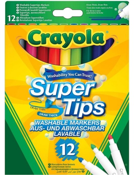 ESTUCHE 12 ROTULADORES SUPER PUNTA LAVABLES CRAYOLA
