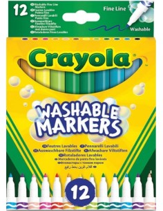 ESTUCHE 12 ROTULADORES SUPER LAVABLES PUNTA FINA CRAYOLA