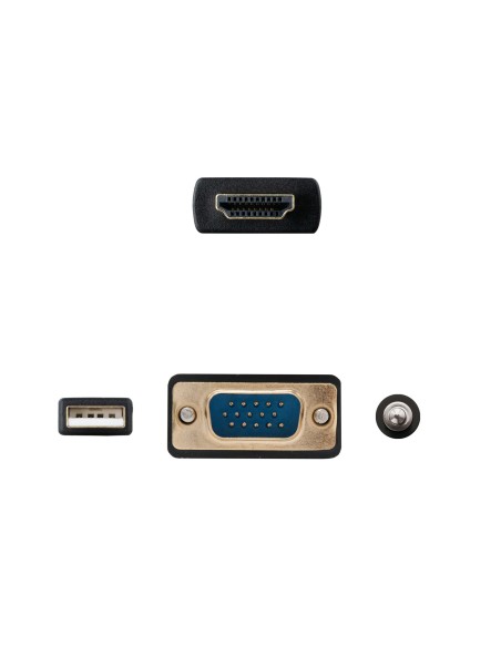 Cable Conversor HDMI a VGA+Audio+USB, 1.8 m, Negro