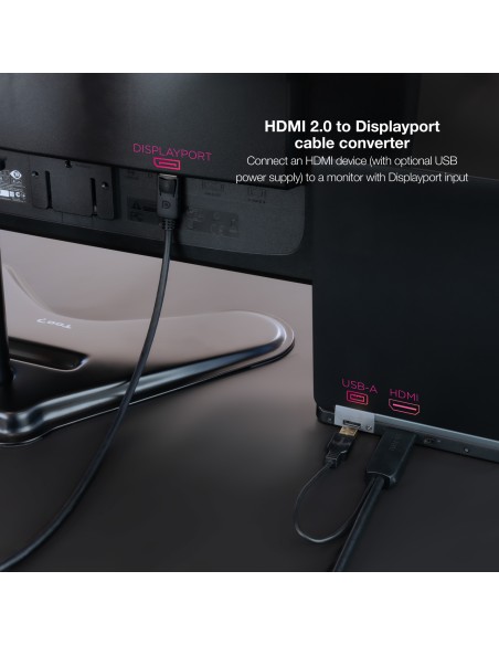 Cable Conversor HDMI 2.0 a DisplayPort V1.2, 1.8 m, Negro