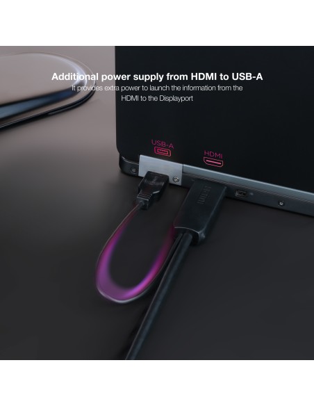 Cable Conversor HDMI 2.0 a DisplayPort V1.2, 1.8 m, Negro