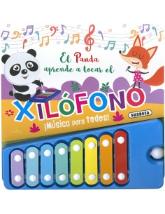 El panda aprende a tocar el xilofono