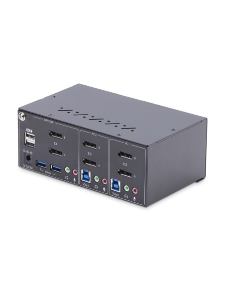 Switch KVM de 2 Puertos DisplayPort para 2 Monitores - Conmutador KVM 4K60Hz - Hub Ladrón 2x USB 5Gb - Hub 2x USB 2.0 - Teclas  Switch KVM de 2 Puertos DisplayPort para 2 Monitores - Conmutador KVM 4K60Hz - Hub Ladrón 2x USB 5Gb - Hub 2x USB 2.0 - Teclas